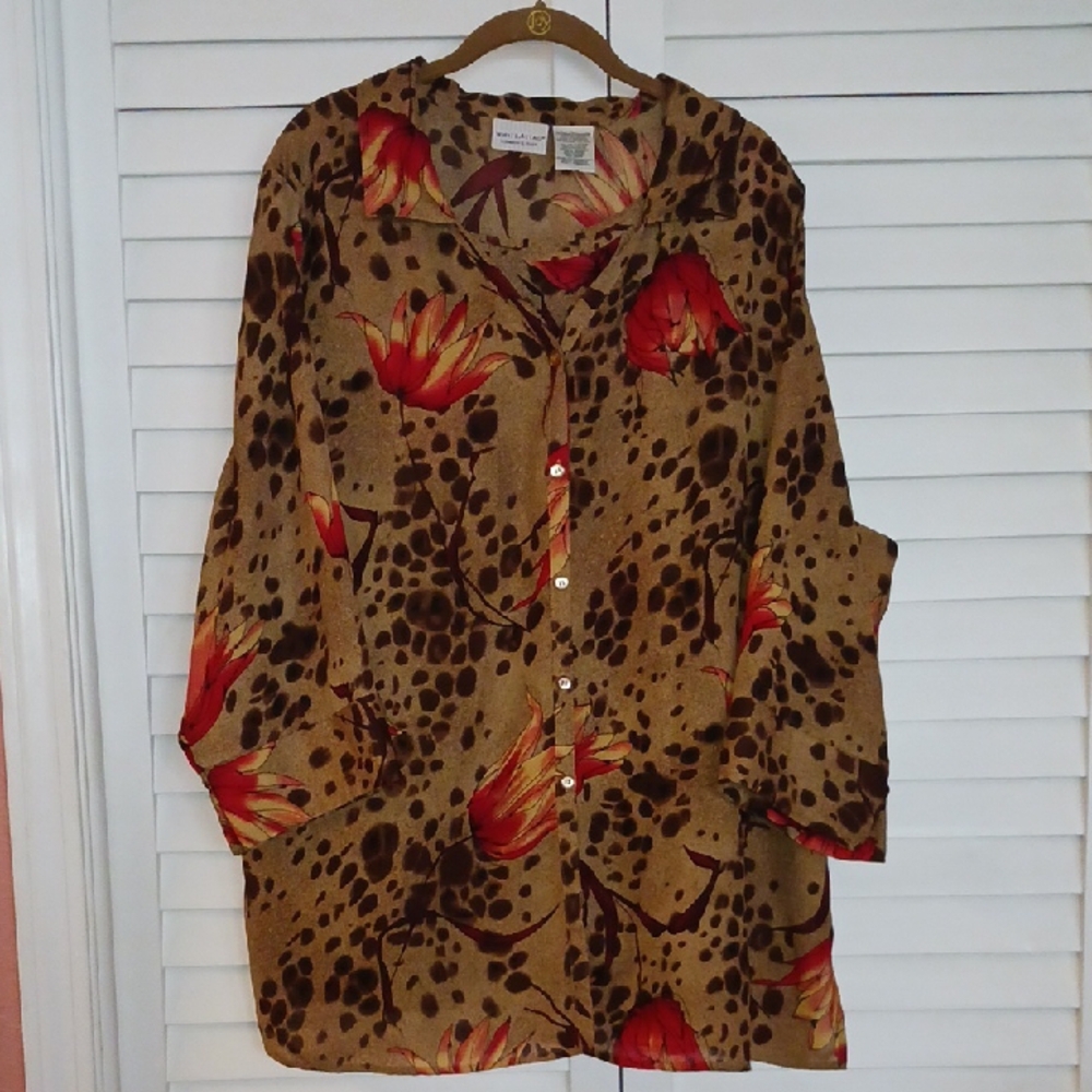 Vintage White Stag Floral Women's 22W/24W Tank and Blazer Set Animal Print